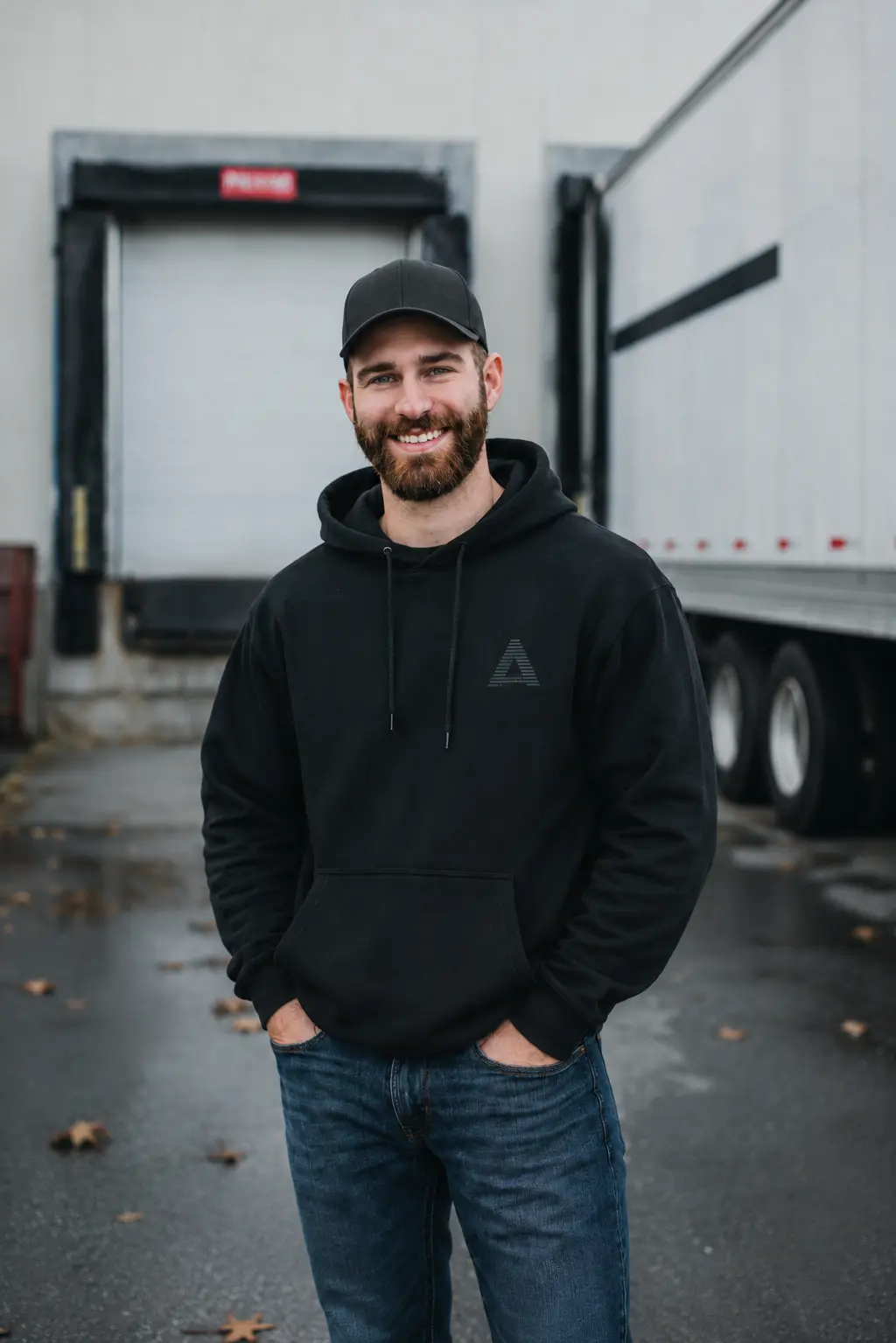 Freight operator standing in front of a loading dock